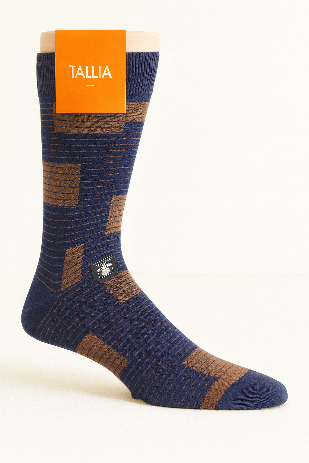 Tallia TS7256#3 Fancy Socks Taupe Blue