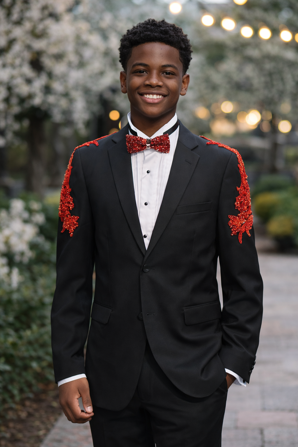 Bolzano S6002121H Suit Slim Fit Black With Red Customization