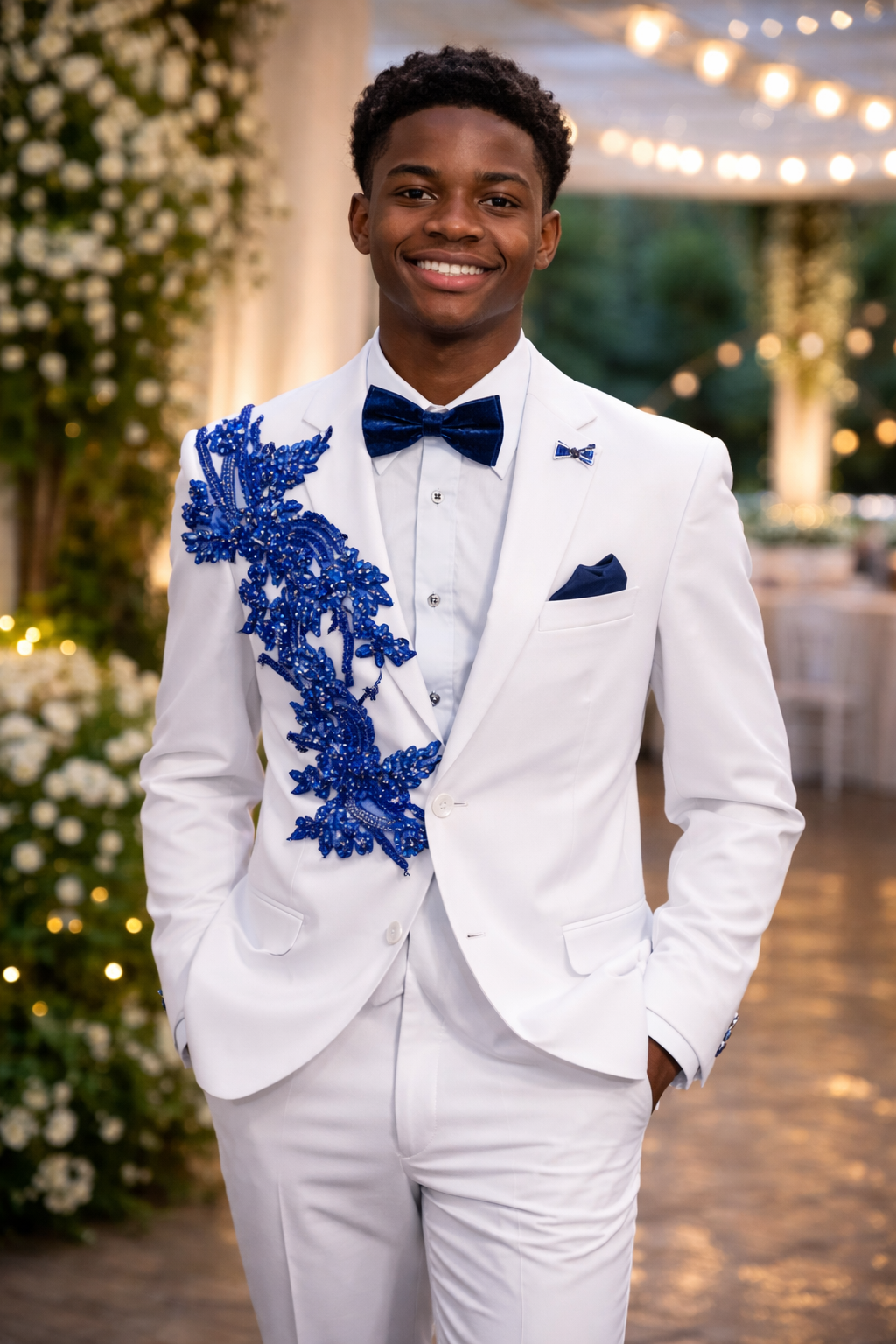 Bolzano S6002121H Suit Slim Fit White With Blue Customization