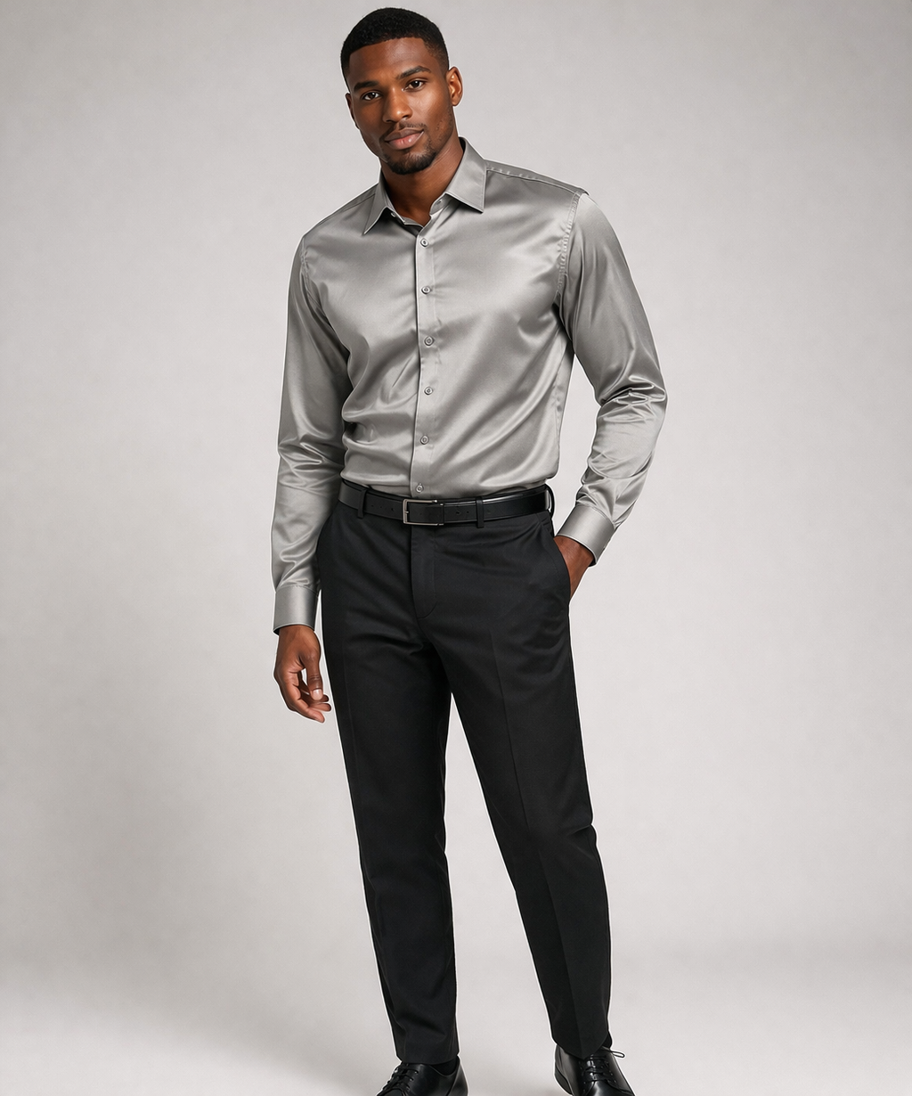 Stacy Adams 29000 Satin Shirt Grey