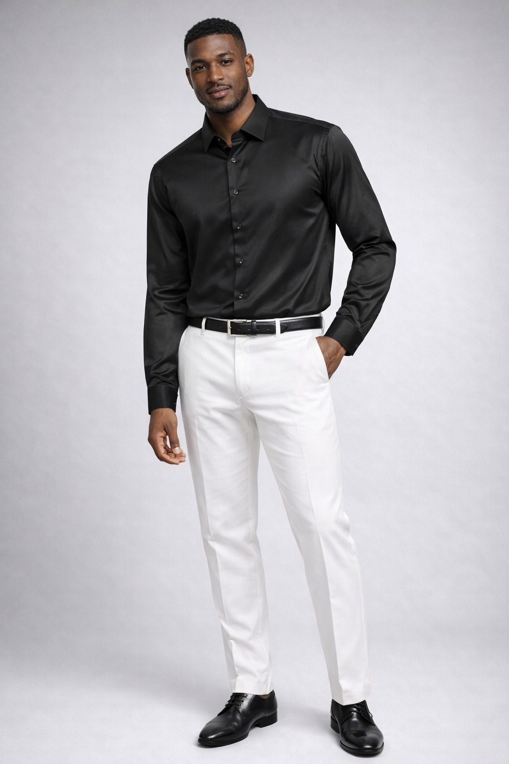 Stacy Adams 29000 Satin Shirt Black