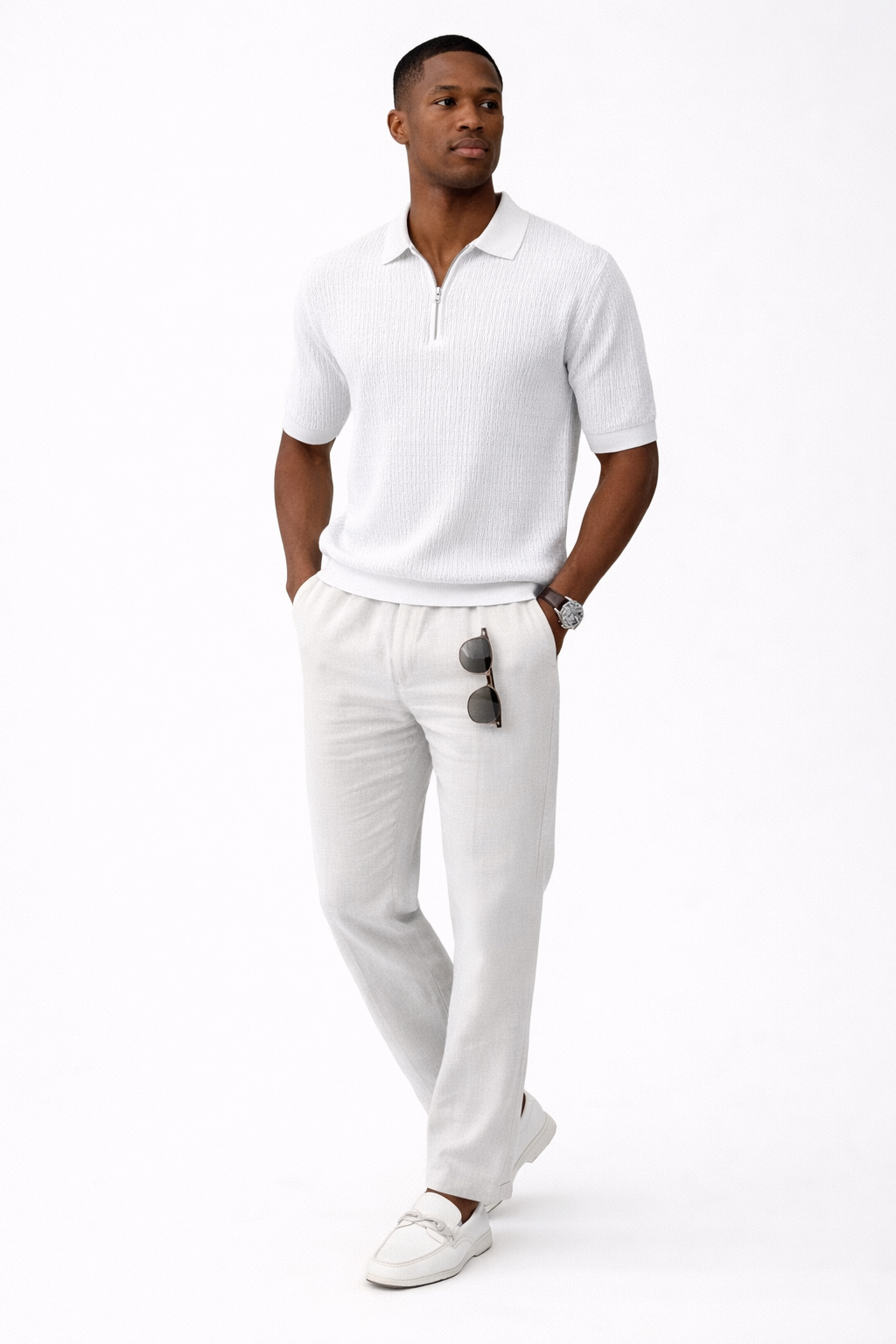 Stacy Adams 21051 Short Sleeve Knit Polo White