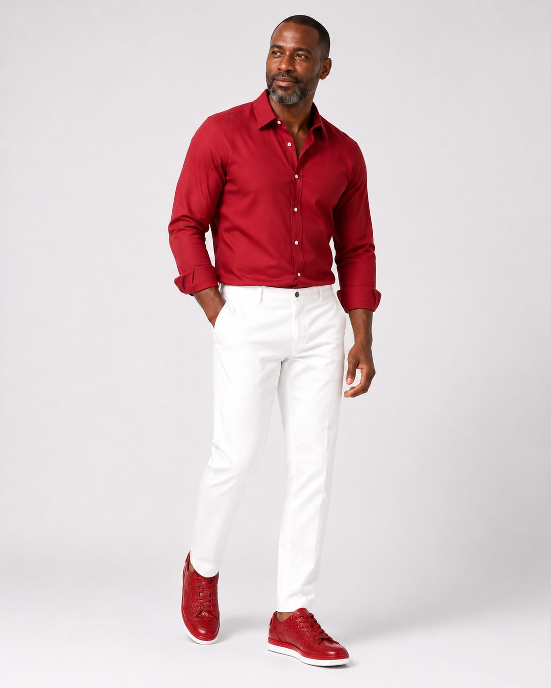 Giovanni Timo Leather Croc Print Sneaker Red