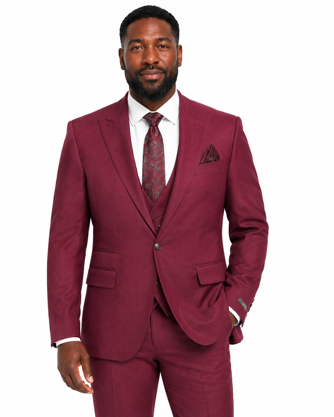 Vitali M5090 3 Pieces Vested Burgundy