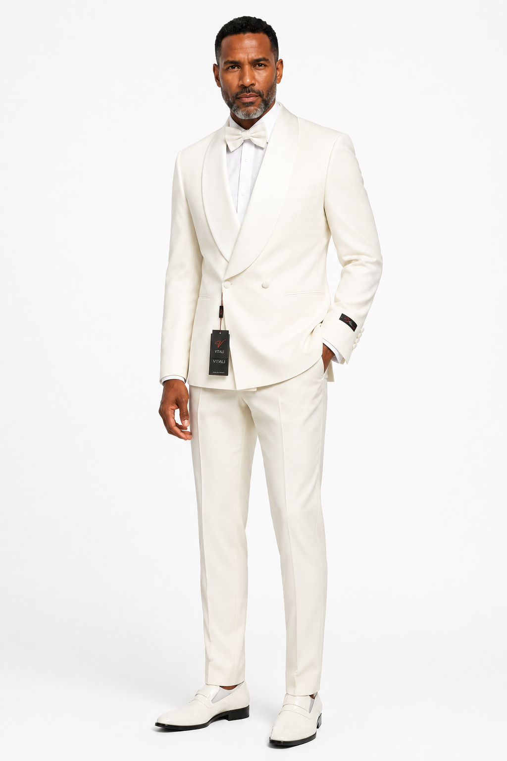Vitali G9709 Double Breasted Slim Fit  Tuxedo Ivory