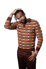 Prestige SW-220 Long Sleeve three Button Polo Brown