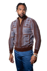 Prestige CH-513 Prestige Half Zipper Mock Sweater Brown