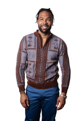 Prestige CH-513 Prestige Half Zipper Mock Sweater Brown