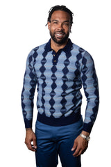 Prestige SW-227 3 Button Polo Sweater Navy