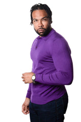 Prestige MCS-290 Long Sleeve 3 Buttons Polo Purple