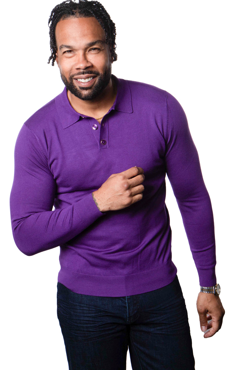 Prestige MCS-290 Long Sleeve 3 Buttons Polo Purple