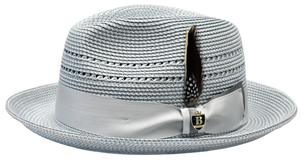 Bruno Capelo The Jalen JA-190Straw Hat  Silver/Dark Grey & Light Blue