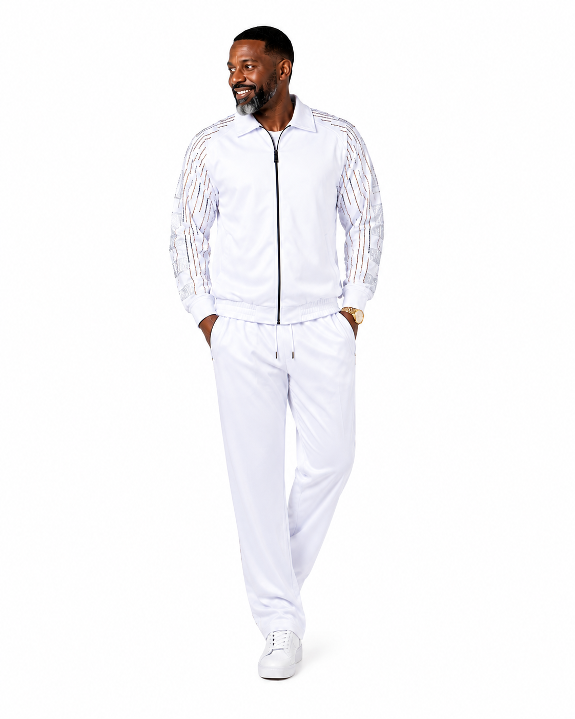 Prestige JGS-555 Full Zip Joggers White
