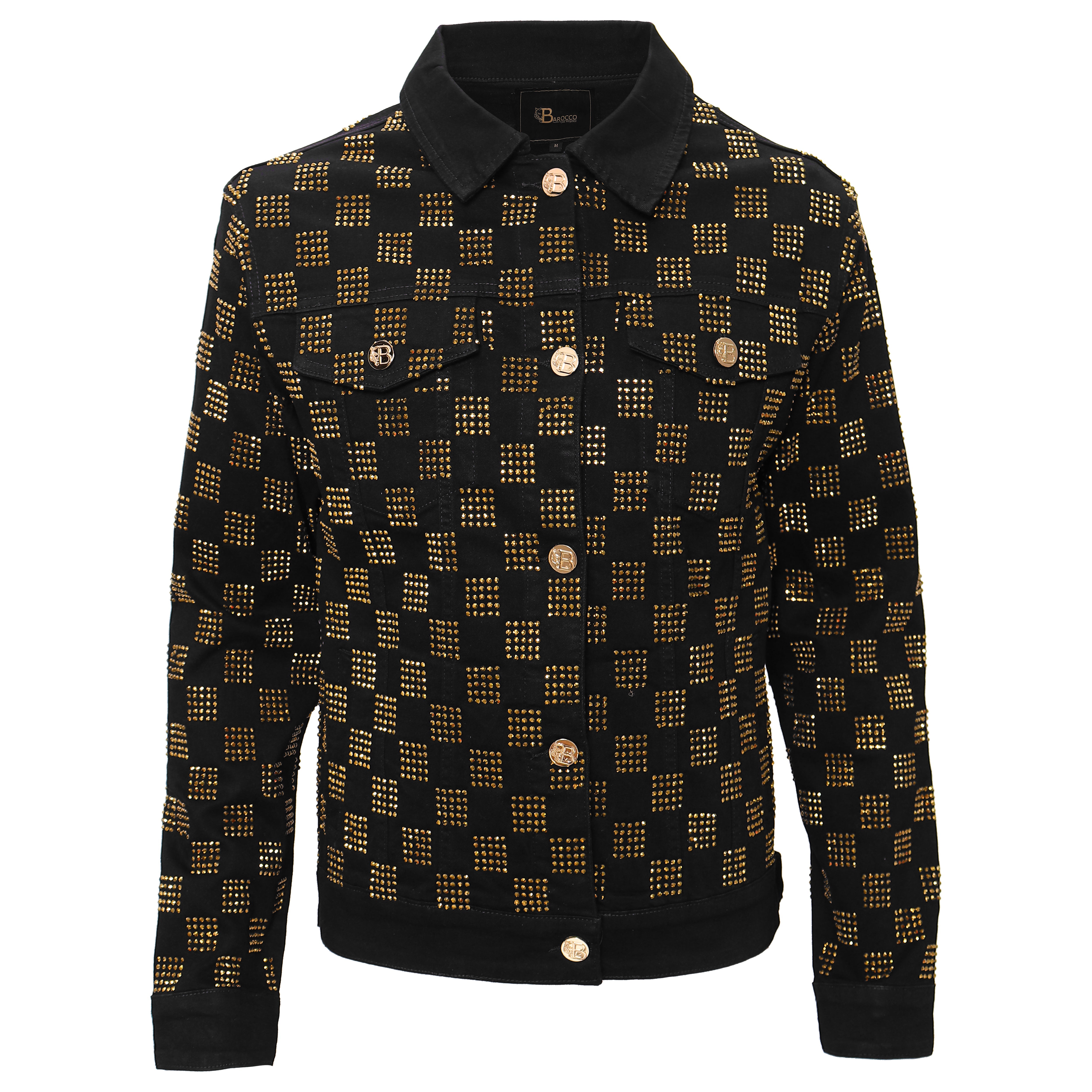 Dazzle Check Denim Jacket BLACK/GOLD