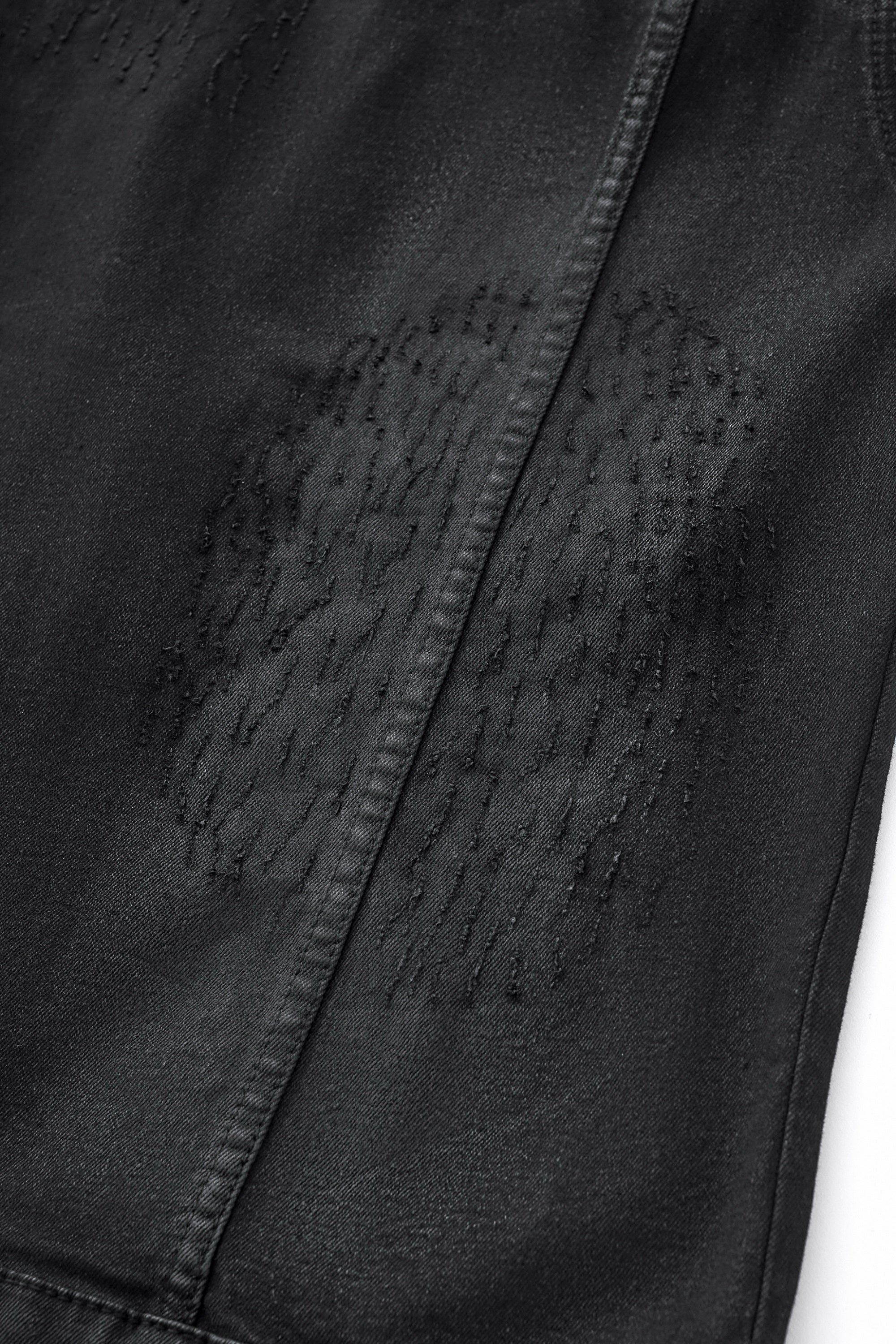 Obsidian Distressed Denim Jacket BLACK