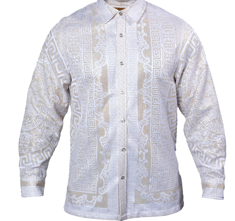 Prestige LACE-350 Long Sleeve Lace Shirt White/Gold