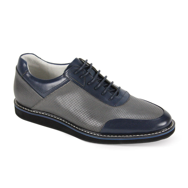 Giovanni Lorenzo Leather Shoes Grey/Navy