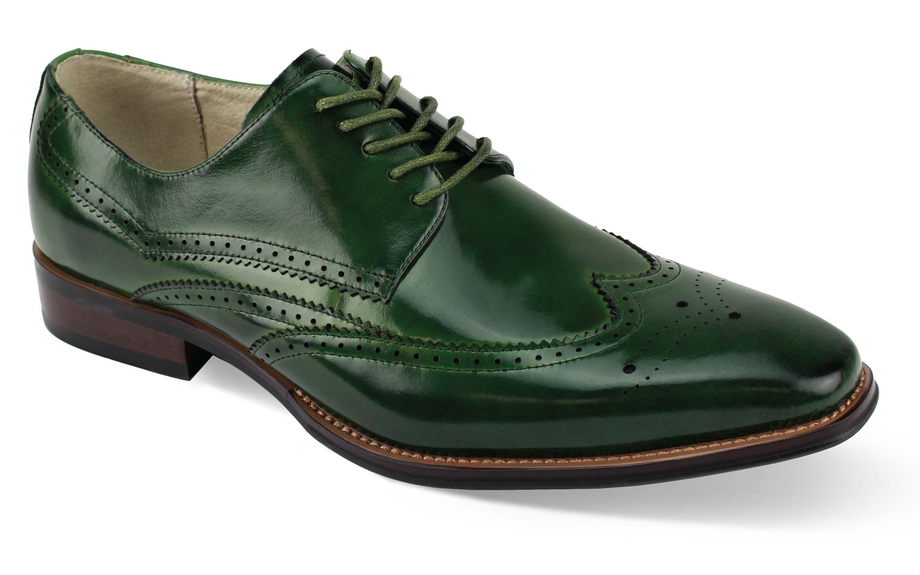 Giovanni Lincoln Leather Shoes Olive