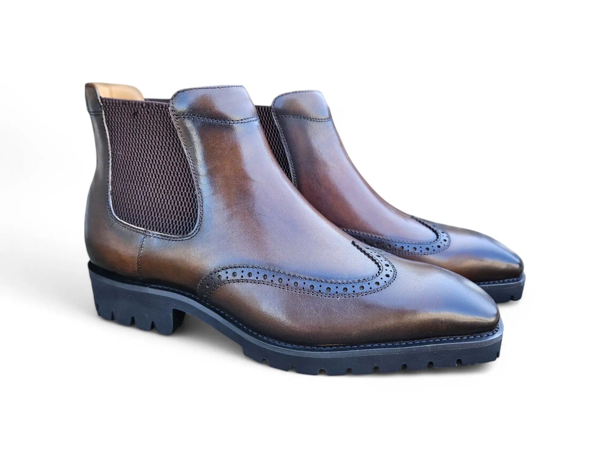 Lug Sole Chelsea Boot with Wingtip Toe