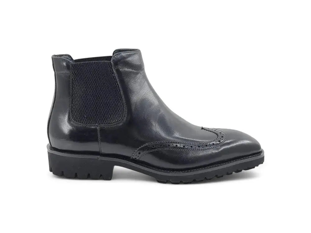 Lug Sole Chelsea Boot with Wingtip Toe