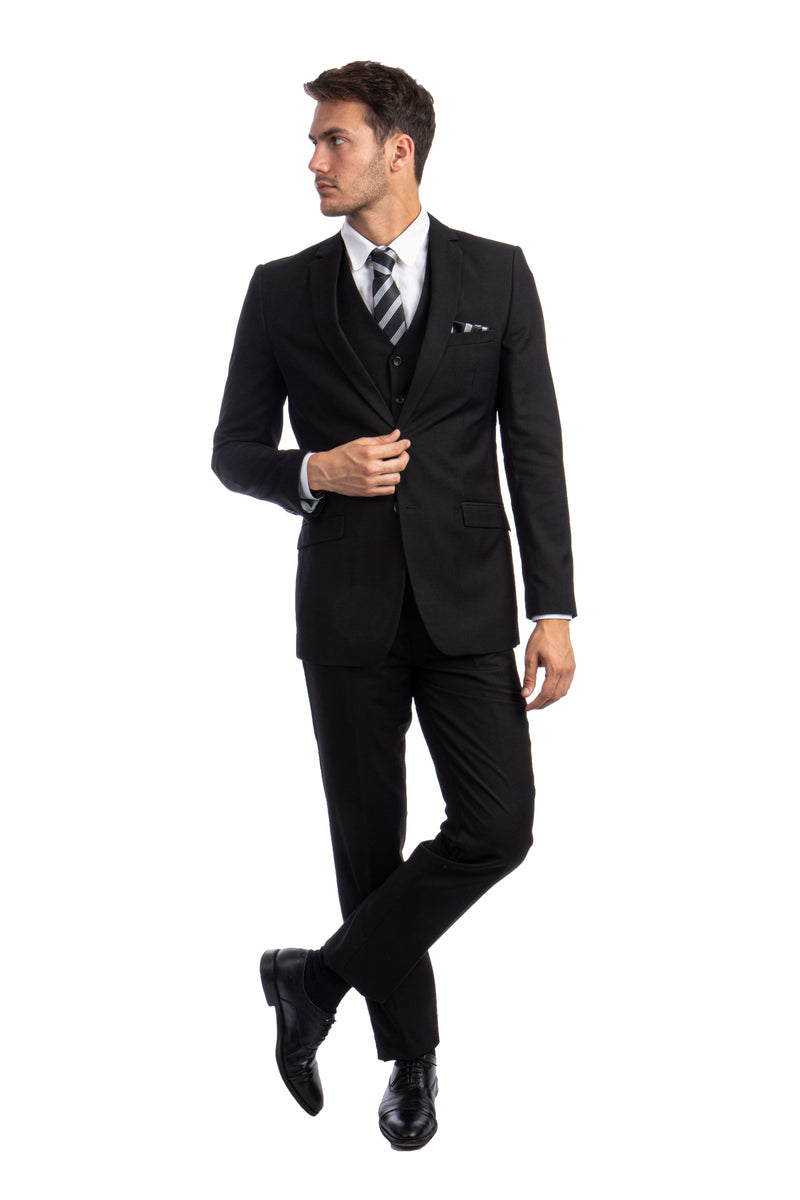 3 PC Black Suit For Men Formal Suits For All Ocassions M231H-01