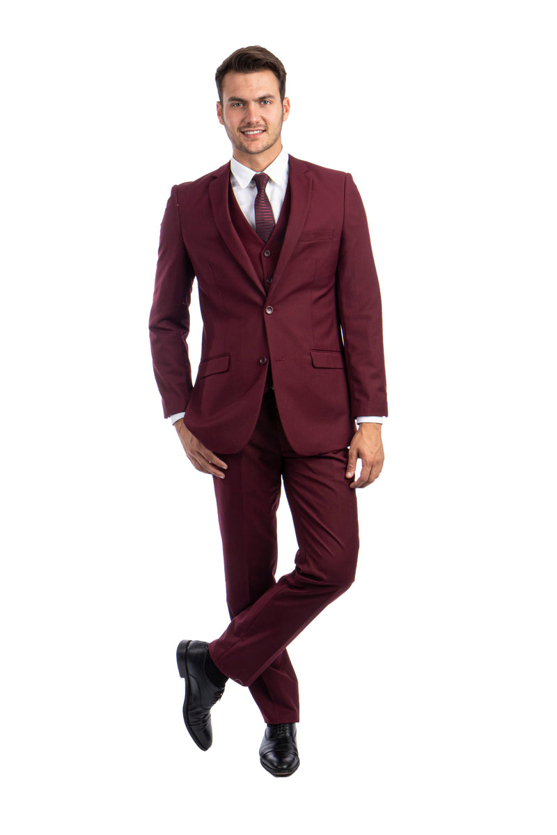 3 PC Burgundy Suit For Men Formal Suits For All Ocassions M231H-04