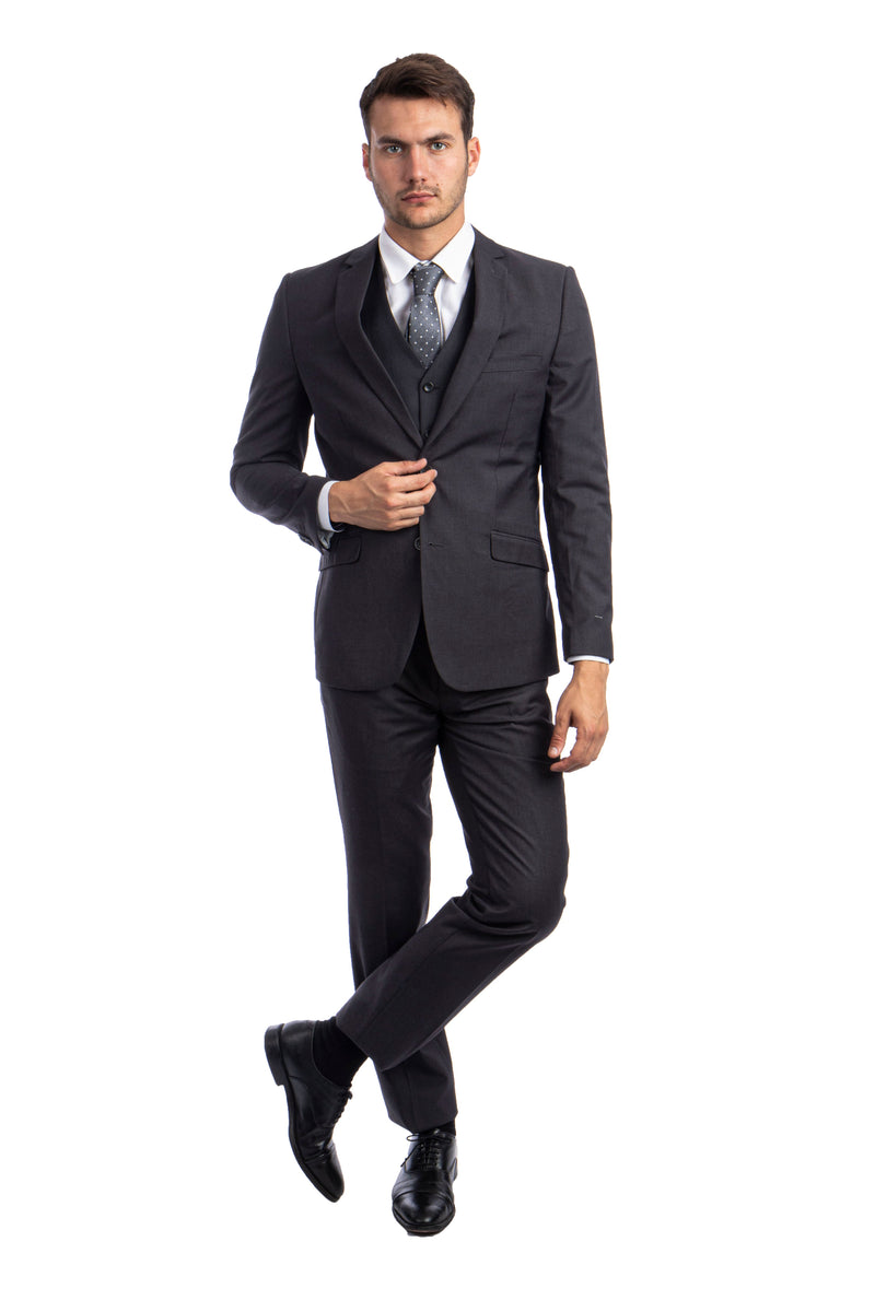 3 PC Charcoal Suit For Men Formal Suits For All Ocassions M231H-09