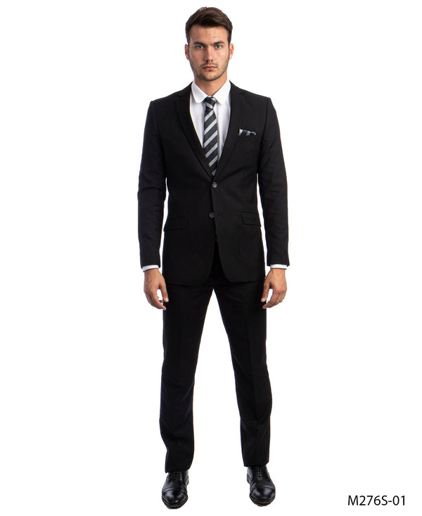 2 PC Black  Suit For Men Formal Suits For All Ocassions M276S-01