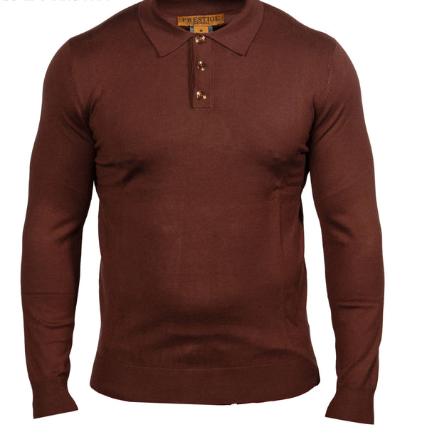 Prestige MCS-290 Long Sleeve 3 Buttons Polo Brown