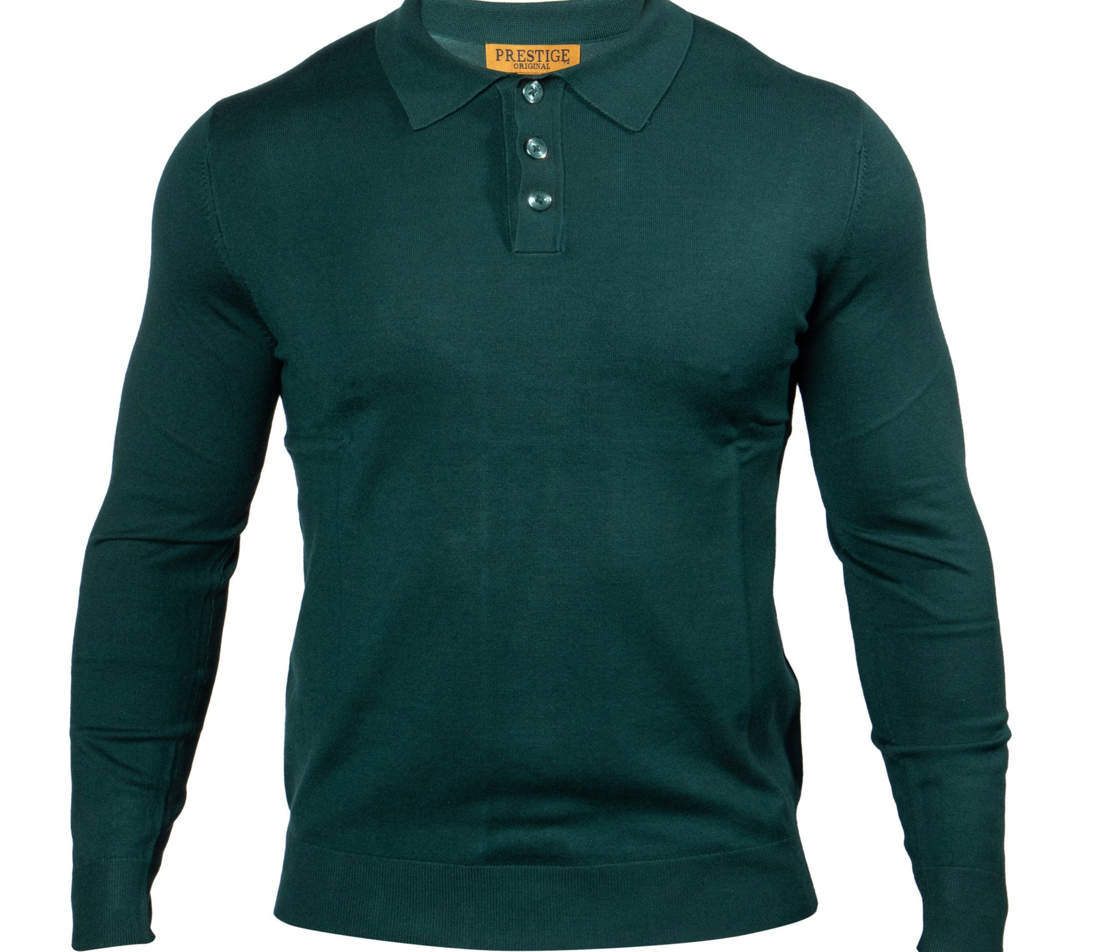 Prestige MCS-290 Long Sleeve 3 Buttons Polo Green