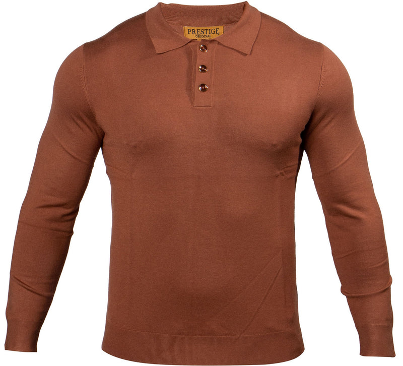 Prestige MCS-290 Long Sleeve 3 Buttons Polo Leather