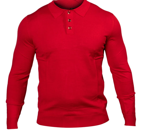 Prestige MCS-290 Long Sleeve 3 Buttons Polo Red