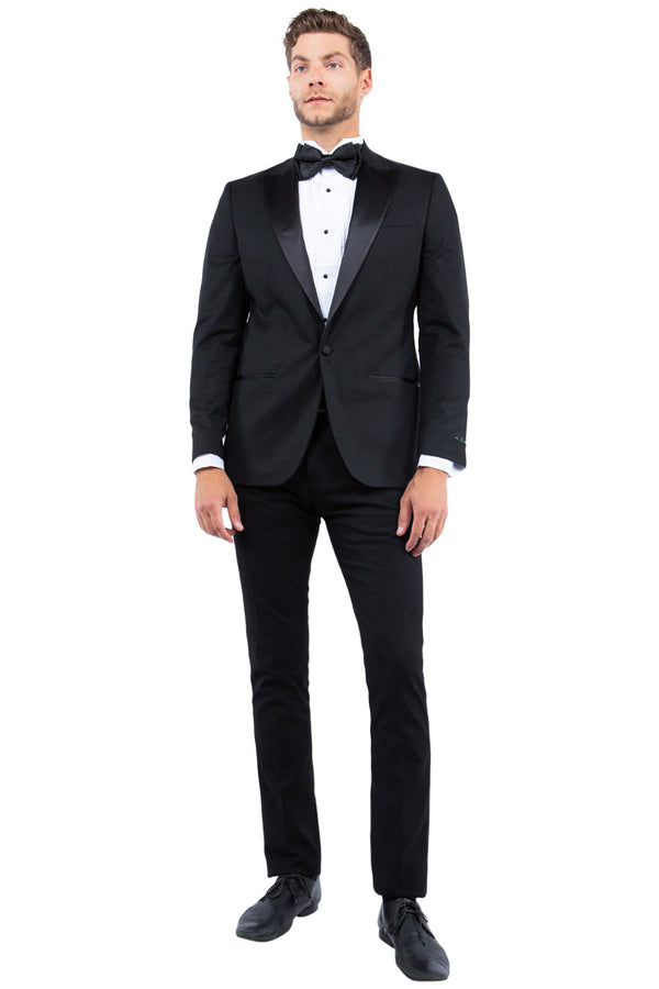 Black Zegarie Peak Lapel Tuxedo Jacket For Men MJT365-01