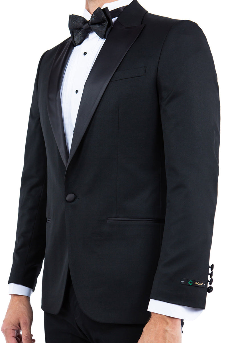 Black Zegarie Peak Lapel Tuxedo Jacket For Men MJT365-01