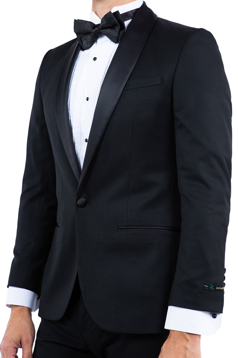 Black Zegarie Shawl Collar Tuxedo Jacket For Men MJT366-01