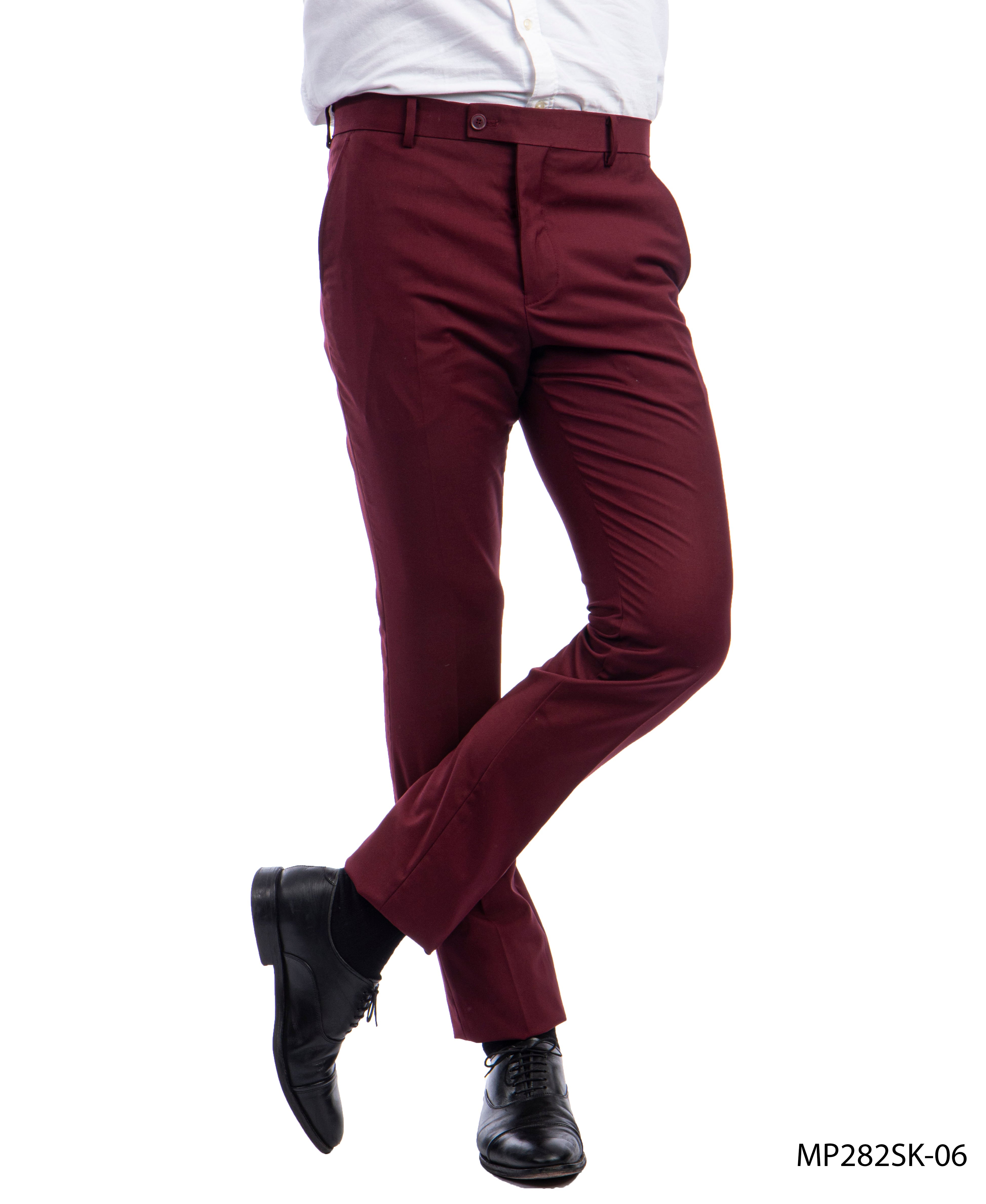Sean Alexander Burgundy Performance Stretch Skinny Dress Pants For Men - Burgundy / 28Waist / MP282SK-06 Sean Alexander Burgundy Performance Stretch Skinny Dress Pants For Men - Burgundy / 28Waist / MP282SK-06