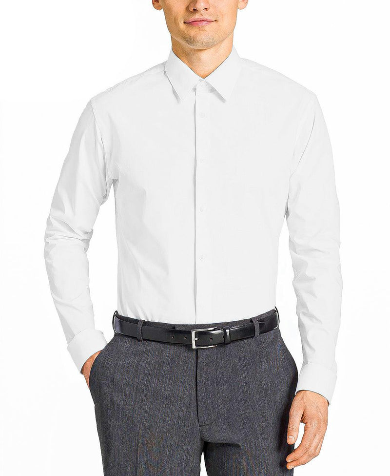 A man wearing a Snow White Office Dress Shirt.