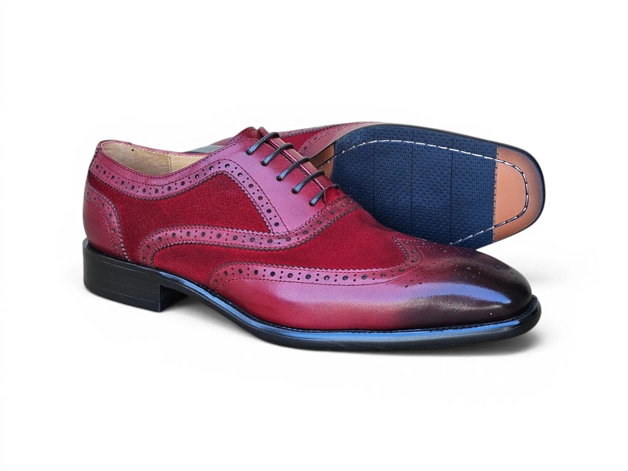 Mixed Media Burnished Wingtip Oxford