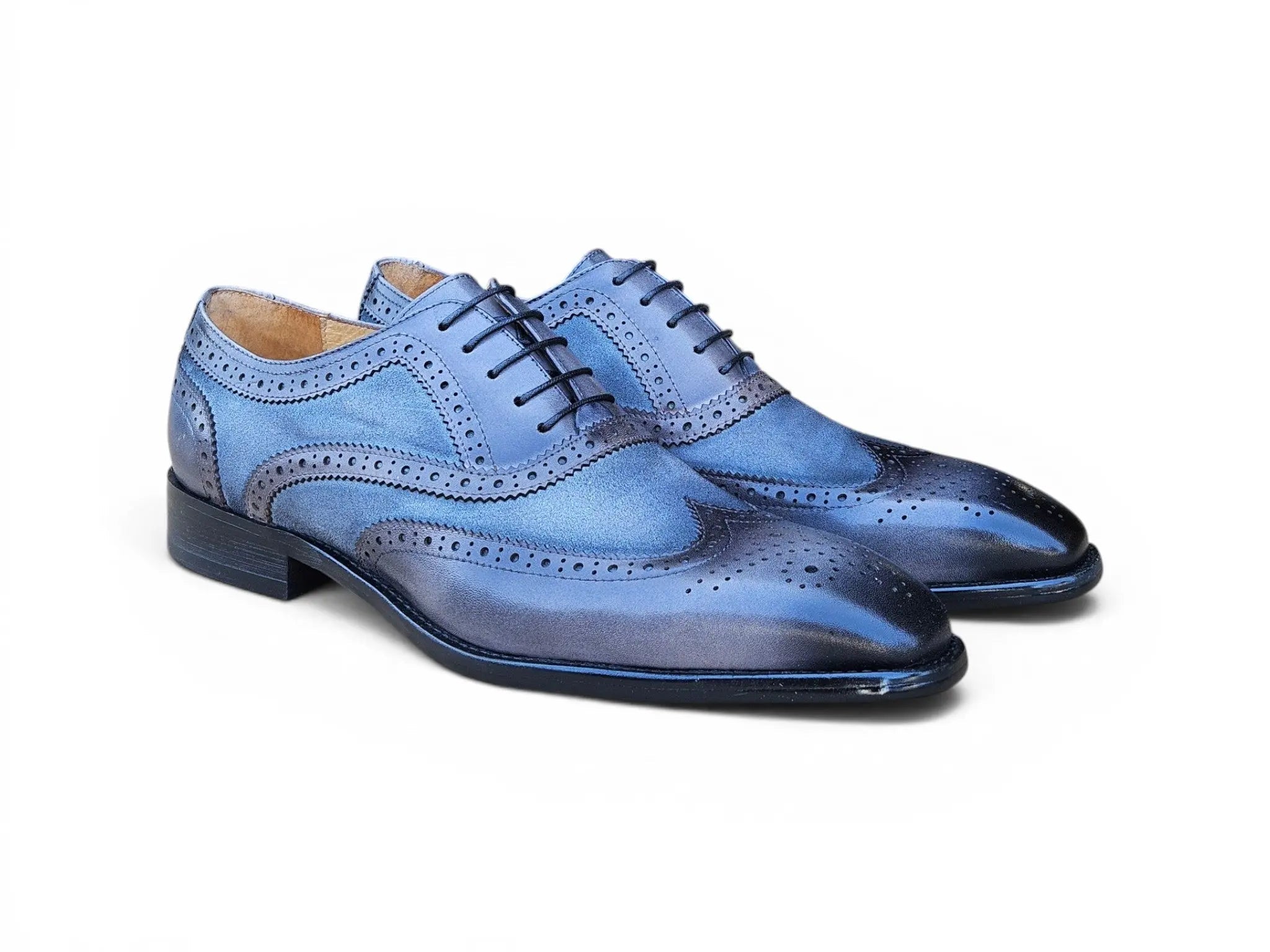 Mixed Media Burnished Wingtip Oxford