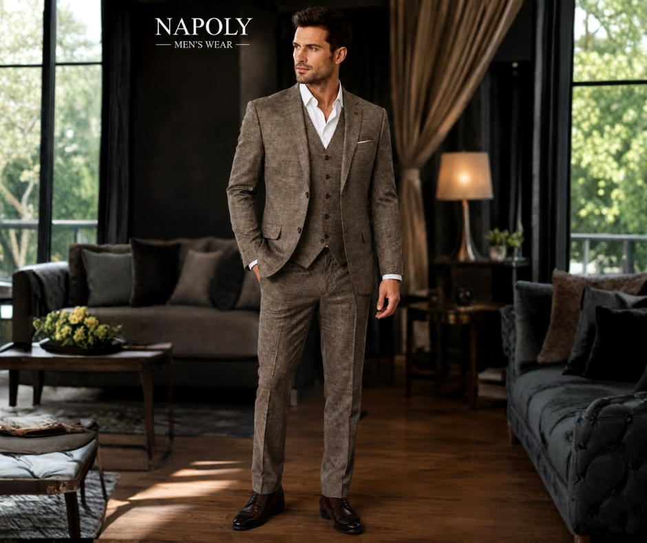 Vitali M6350 3 Pieces Suits Taupe