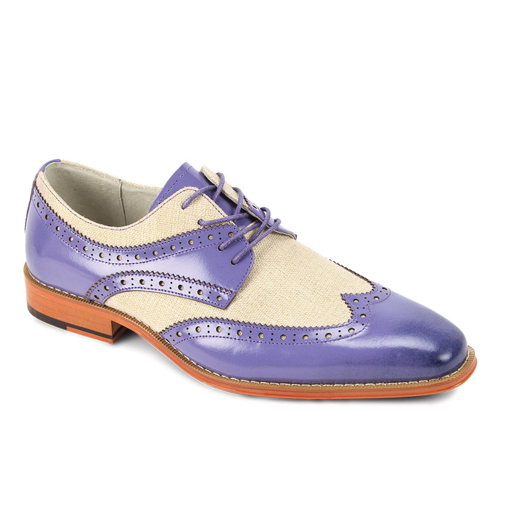 Giovanni Nico Wingtip Shoes Chocolate Lavander/Beige