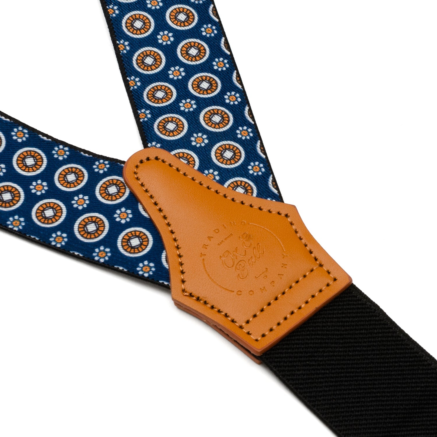 Blue Motif Patterned Convertible Suspenders