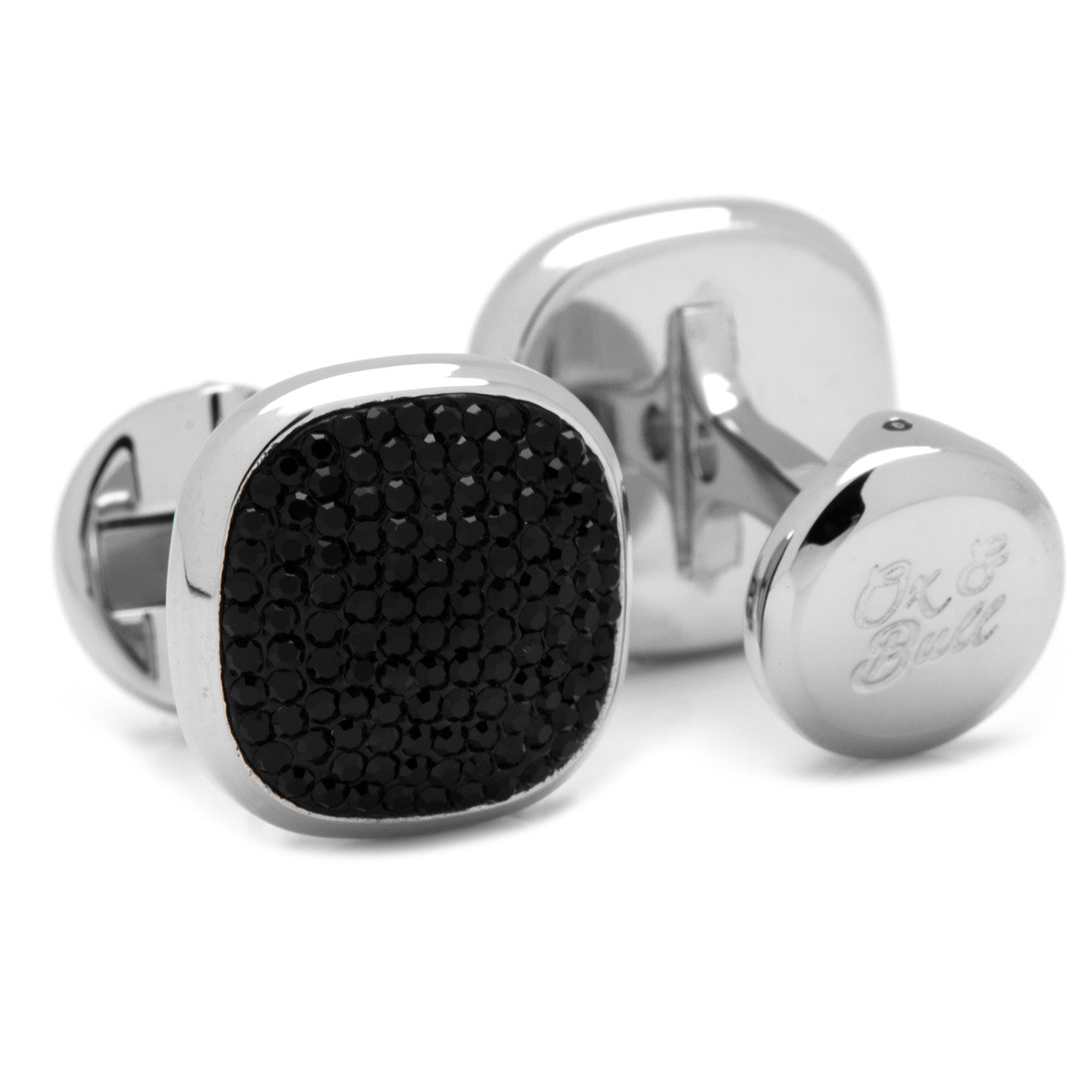 Stainless Steel Black Pave Crystal 5-Stud Set
