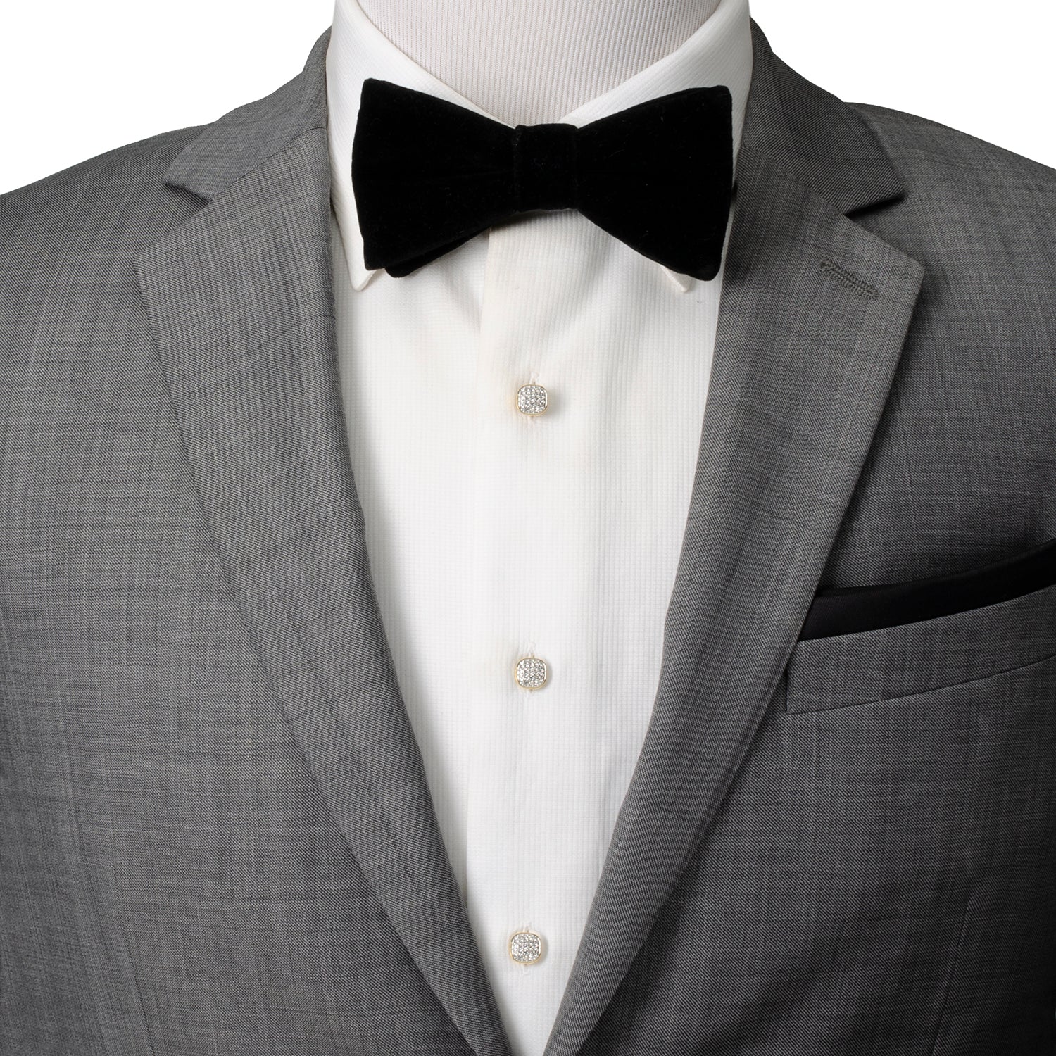 Stainless Steel Gold Plated White Pave Crystal  5-Studs