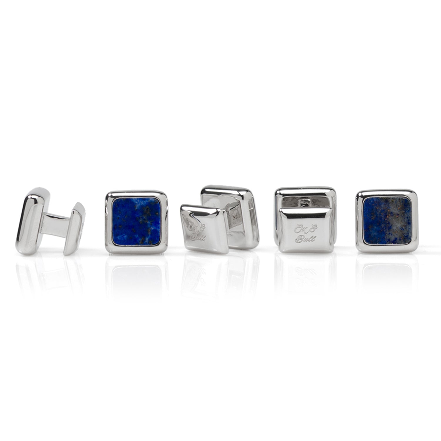 Sterling Silver and Lapis JFK Presidential 5-Stud Set