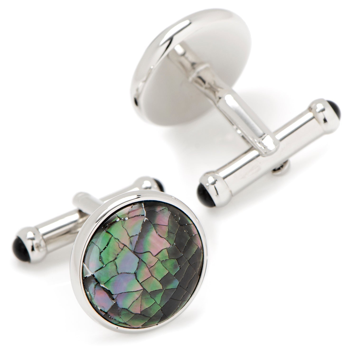 Sterling Mosaic Smoke Mother of Pearl Cufflinks