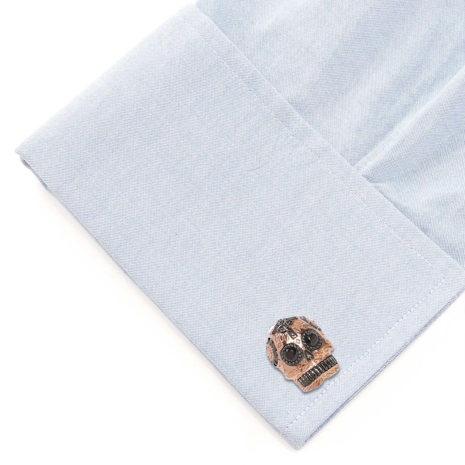 Rose Gold and Black PVD Day of Dead Skull Cufflinks