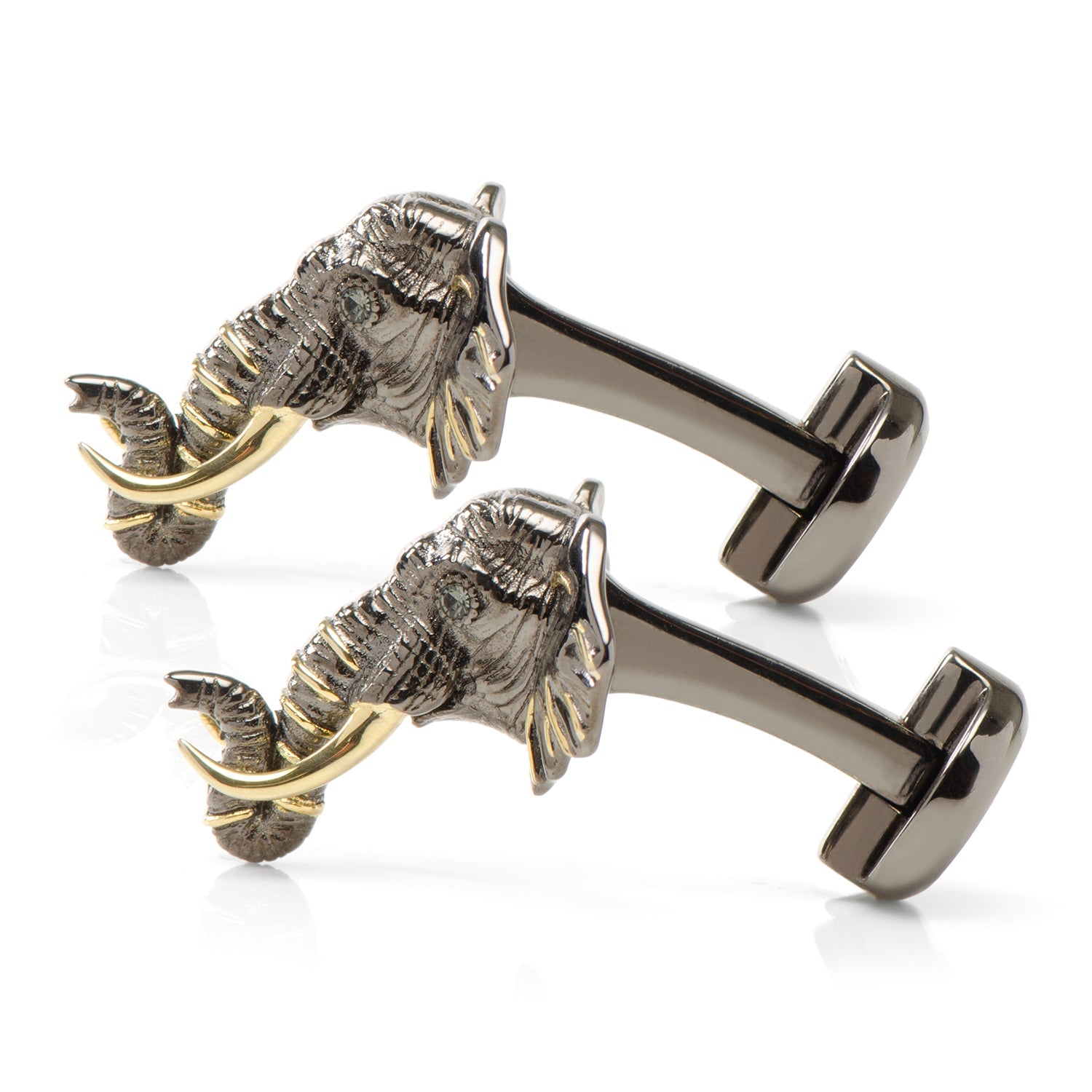 Sterling Silver and 14K Gold Vermeil Elephant Cufflinks