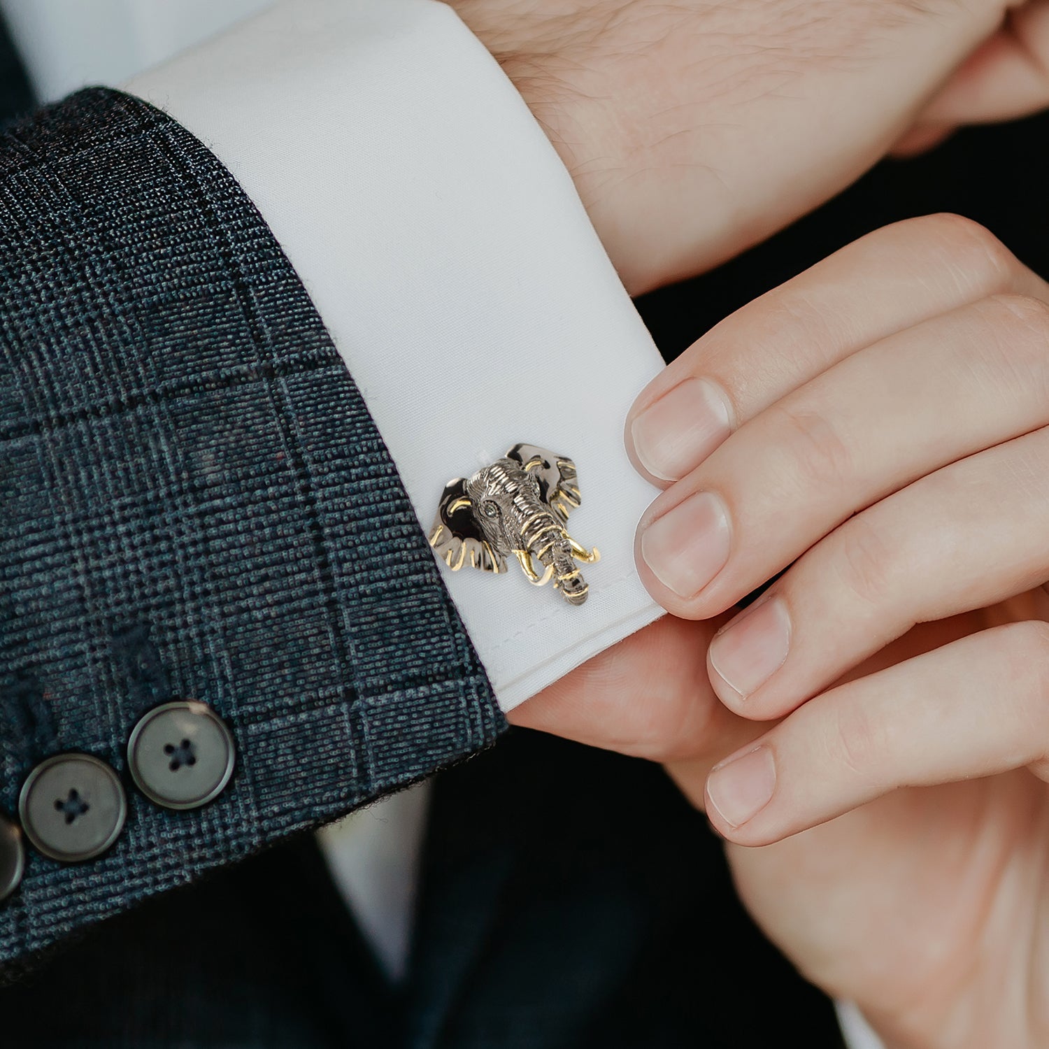 Sterling Silver and 14K Gold Vermeil Elephant Cufflinks