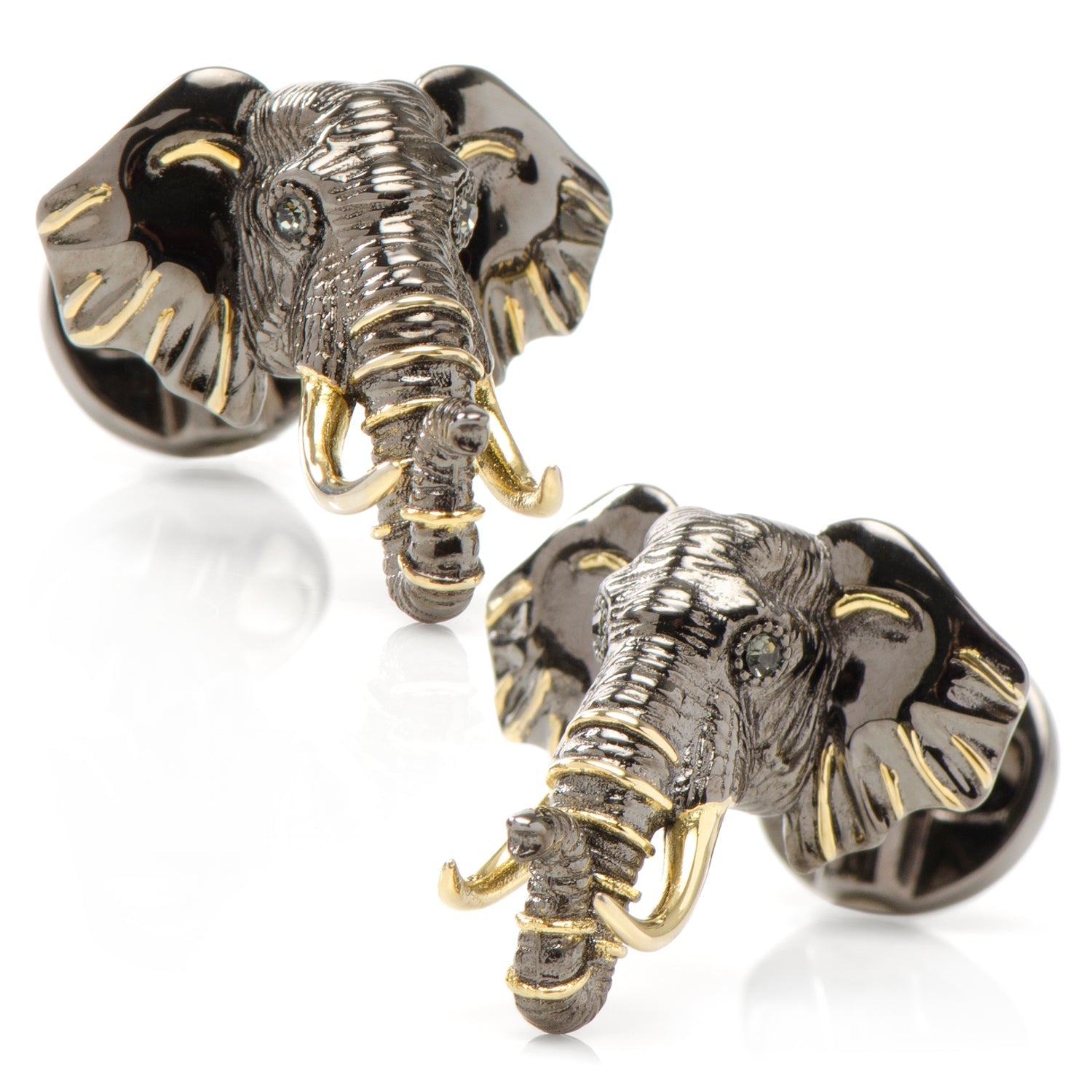 Sterling Silver and 14K Gold Vermeil Elephant Cufflinks